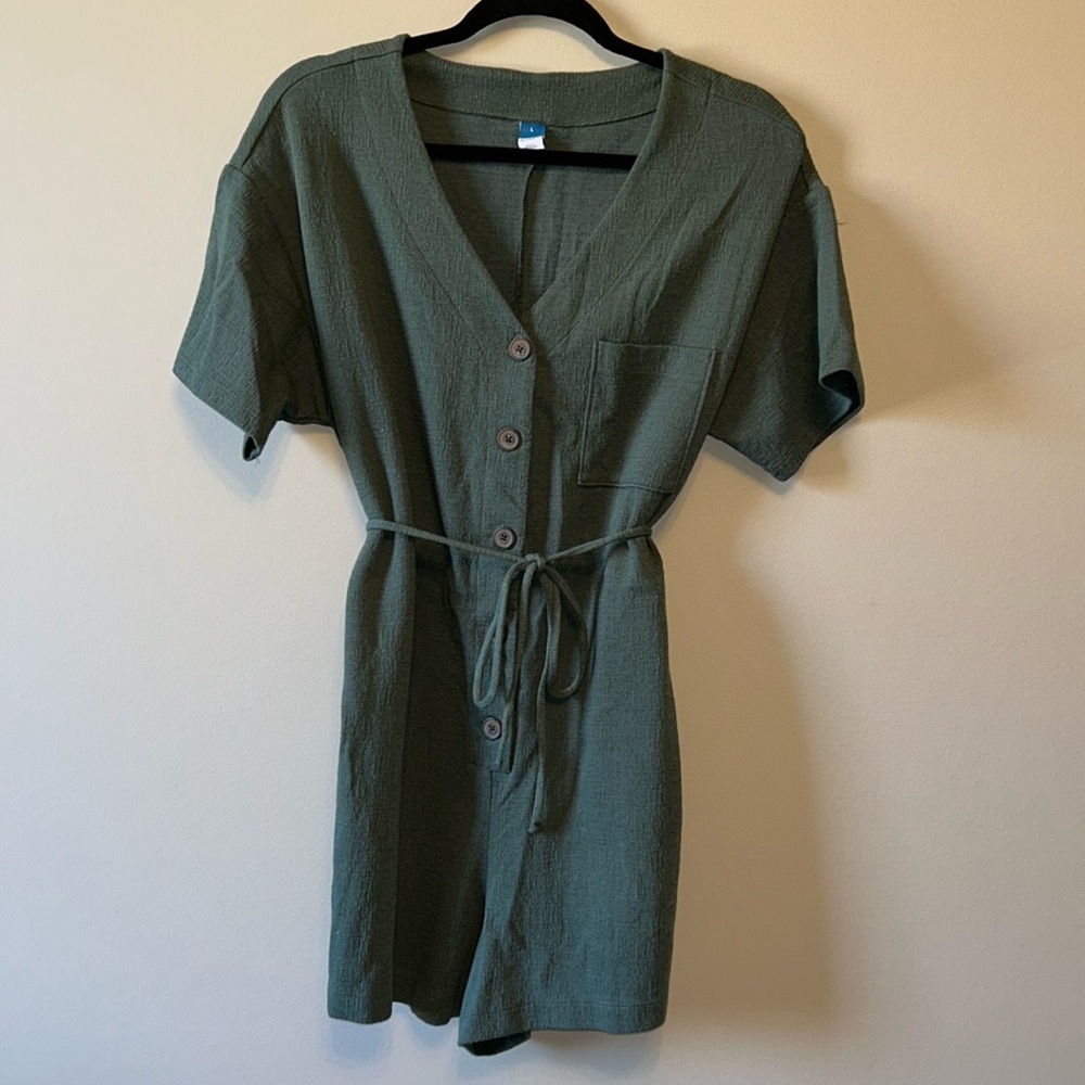 Old Navy Green Button-Up Romper
